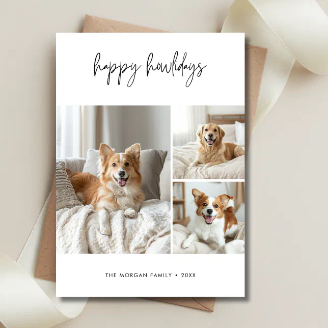 Calligraphy Happy Howlidays Dog Christmas Photo Holiday Card | Zazzle