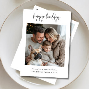 Calligraphy Happy Howlidays Dog Greetings Photo Holiday Card