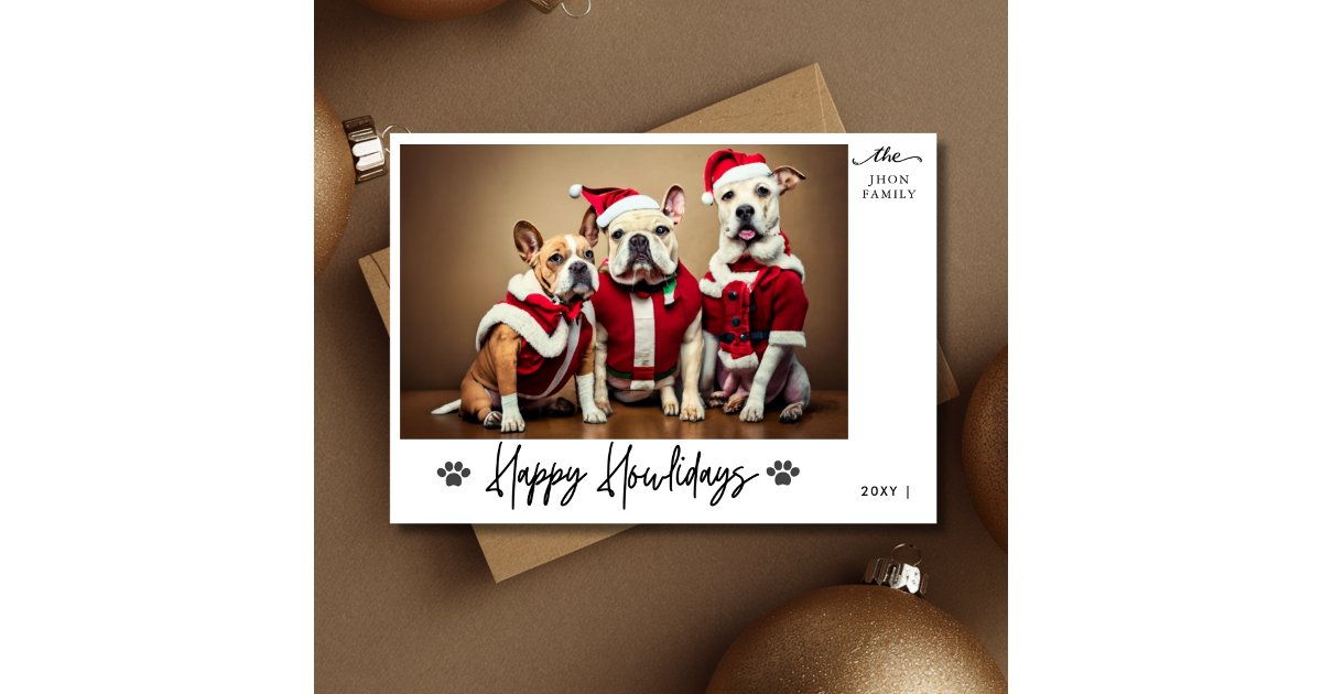 Calligraphy Happy Howlidays Funny Pet Dog Photo Holiday Card | Zazzle