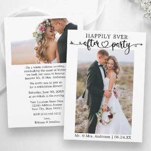 Calligraphy Heart 2 Photo Happily Ever After Party Announcement