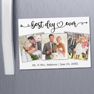 Calligraphy Heart Best Day Ever Photo Magnet Card