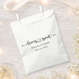 Calligraphy Heart Love Is Sweet Wedding Candy Favor Bag