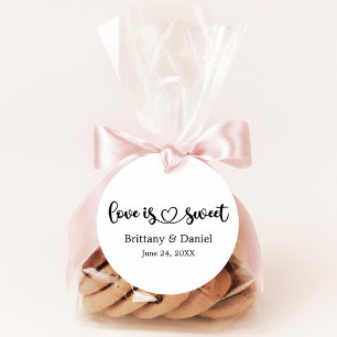 Calligraphy Heart Love Is Sweet Wedding Favor Tags