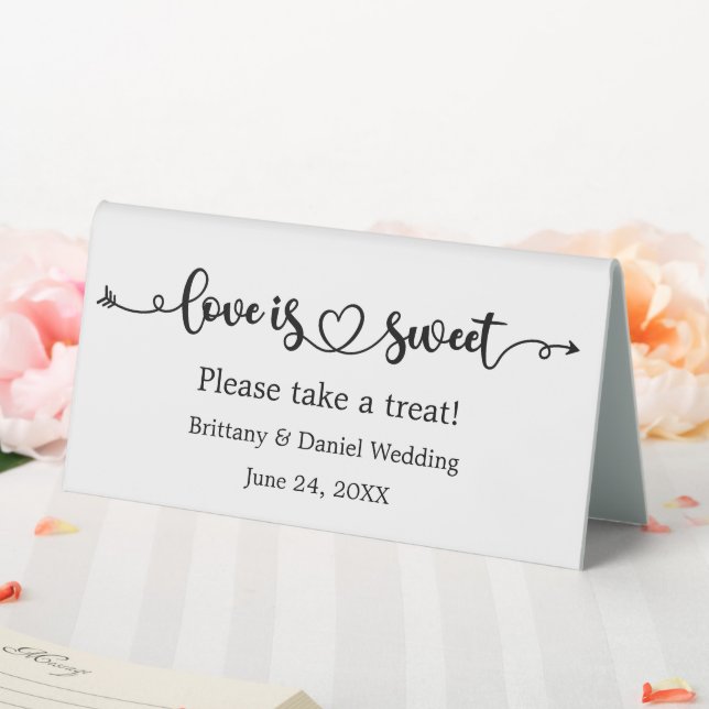 Calligraphy Heart Love Is Sweet Wedding Favors Table Tent (In SItu (Wedding))