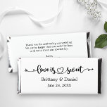 Calligraphy Heart Love Is Sweet Wedding Hershey Bar Favors<br><div class="desc">Modern Calligraphy Script Heart Minimalist Simple Love Is Sweet Wedding Chocolate Candy Bar - Couple Names & Date - Black & White</div>