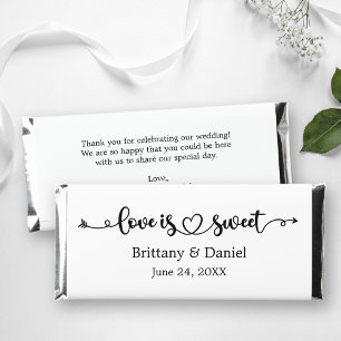 Calligraphy Heart Love Is Sweet Wedding Hershey Bar Favors