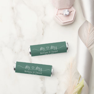 Calligraphy Heart Mr. and Mrs. Eucalyptus Green Breath Savers® Mints