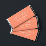 Calligraphy Heart Mr. and Mrs. Wedding Coral Hershey Bar Favors<br><div class="desc">Modern Calligraphy Script Heart Minimalist Simple Mr. & Mrs. Chocolate Candy Bar Wedding Favor. Coral Peach</div>