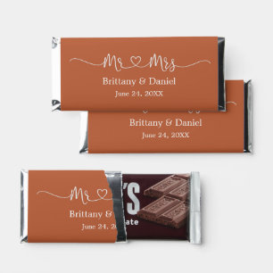 Calligraphy Heart Mr. and Mrs. Wedding Terracotta Hershey Bar Favors