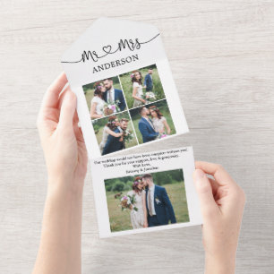 Calligraphy Heart Mr. Mrs. 5 Photo All In One Card