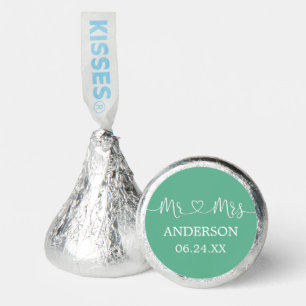 Calligraphy Heart Neo Mint Green Wedding Mr. Mrs. Hershey®'s Kisses®