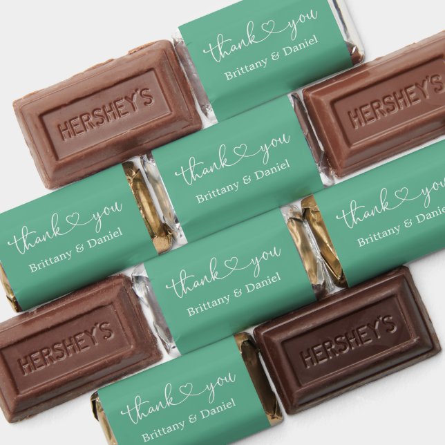 Calligraphy Heart Neo Mint Green Wedding Thank You Hershey's Miniatures (Assorted)