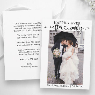 Calligraphy Heart Photo Happily Ever After Party Announcement