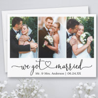 Calligraphy Heart We Got Married 3 Photo Wedding