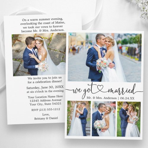 Calligraphy Heart Wedding After Party 5 Photo Announcement