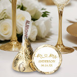 Calligraphy Heart Wedding Gold Mr. and Mrs. Hershey®'s Kisses®<br><div class="desc">Modern Calligraphy Script Heart Minimalist Simple Mr. & Mrs. Wedding Chocolate  - White and Gold</div>