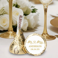 Calligraphy Heart Wedding Gold Mr. and Mrs.