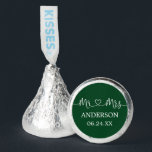 Calligraphy Heart Wedding Green Mr. and Mrs.  Hershey®'s Kisses®<br><div class="desc">Modern Calligraphy Script Heart Minimalist Simple Mr. & Mrs. Wedding Chocolate Candy - Green</div>