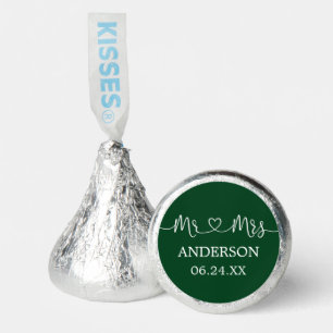 Calligraphy Heart Wedding Green Mr. and Mrs. Hershey®'s Kisses®