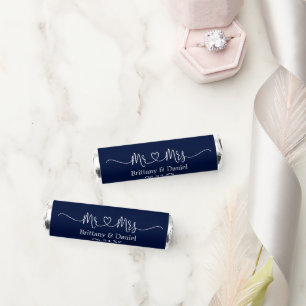 Calligraphy Heart Wedding Mr. and Mrs. Blue Breath Savers® Mints