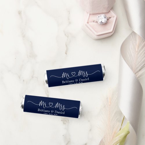 Calligraphy Heart Wedding Mr and Mrs Blue Breath Savers Mints