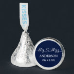 Calligraphy Heart Wedding Mr. and Mrs. Blue Hershey®'s Kisses®<br><div class="desc">Modern Calligraphy Script Heart Minimalist Simple Mr. & Mrs. Wedding Chocolate Candy - Blue</div>