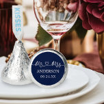 Calligraphy Heart Wedding Mr. and Mrs. Blue Hershey®'s Kisses®<br><div class="desc">Modern Calligraphy Script Heart Minimalist Simple Mr. & Mrs. Wedding Chocolate Candy - Blue</div>