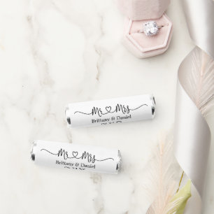 Calligraphy Heart Wedding Mr. and Mrs. Breath Savers® Mints