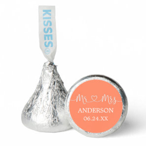 Calligraphy Heart Wedding Mr. and Mrs. Coral Hershey®'s Kisses®