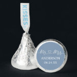 Calligraphy Heart Wedding Mr. and Mrs. Dusty Blue  Hershey®'s Kisses®<br><div class="desc">Modern Calligraphy Script Heart Minimalist Simple Mr. & Mrs. Wedding Chocolate Candy - Dusty Blue</div>