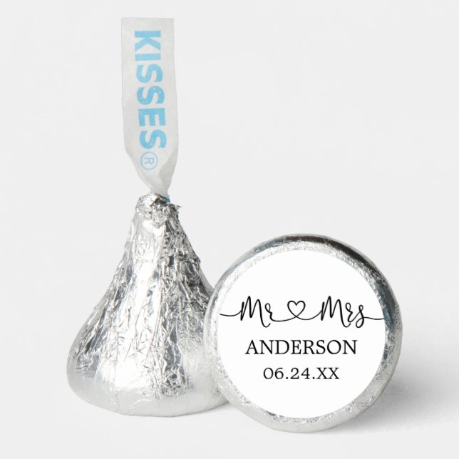 Calligraphy Heart Wedding Mr. and Mrs. Hershey®'s Kisses® (Front)