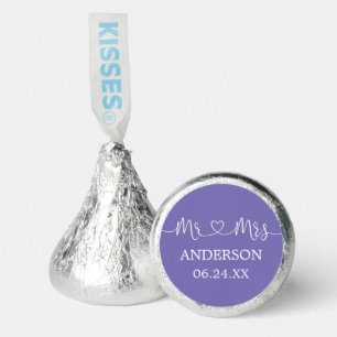 Calligraphy Heart Wedding Mr. and Mrs. Periwinkle Hershey®'s Kisses®