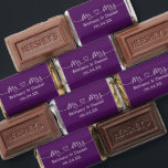 Calligraphy Heart Wedding Mr. and Mrs. Purple Hershey's Miniatures<br><div class="desc">Modern Calligraphy Script Heart Minimalist Simple Mr. & Mrs. Wedding Chocolate Candy Bars - Purple Background or Choose Color</div>