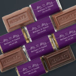 Calligraphy Heart Wedding Mr. and Mrs. Purple Hershey's Miniatures<br><div class="desc">Modern Calligraphy Script Heart Minimalist Simple Mr. & Mrs. Wedding Chocolate Candy Bars - Purple Background or Choose Color</div>