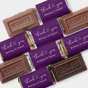 Calligraphy Heart Wedding Thank You Purple Hershey's Miniatures