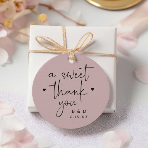 Calligraphy Hearts Thank You Wedding Favor Tags
