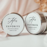 Calligraphy Her Favorite Wedding Treat Box Classic Round Sticker<br><div class="desc">Calligraphy Her Favorite Wedding Treat Box</div>