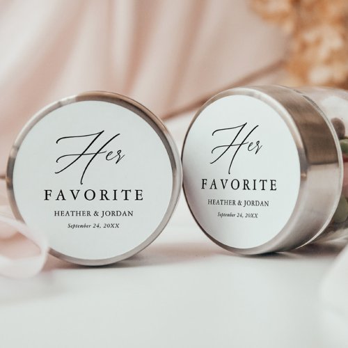 Calligraphy Her Favorite Wedding Treat Box Classic Round Sticker