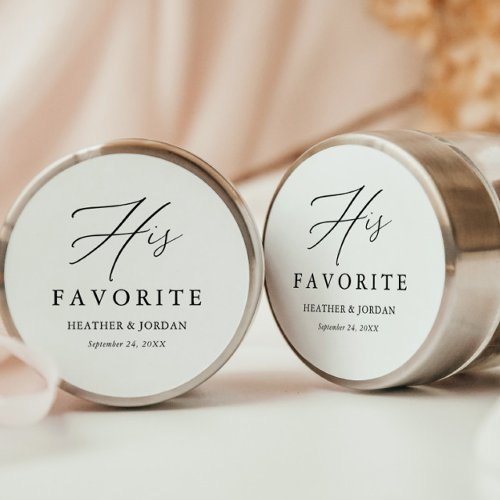 Calligraphy His Favorite Wedding Treat Box Classic Round Sticker