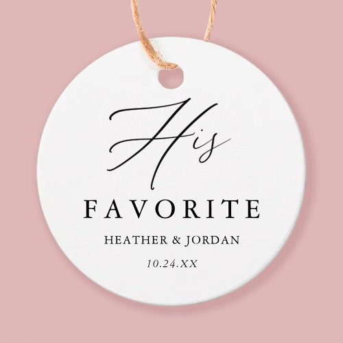 Calligraphy His Favorite Wedding Treat Box Favor Tags