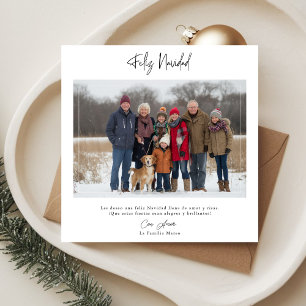 Calligraphy Hispanic Feliz Navidad Christmas Photo Holiday Card