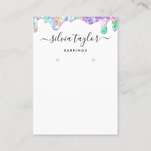 Calligraphy Holographic glitter Earring display Business Card