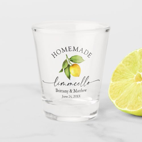 Calligraphy Homemade Limoncello Watercolor Lemon  Shot Glass
