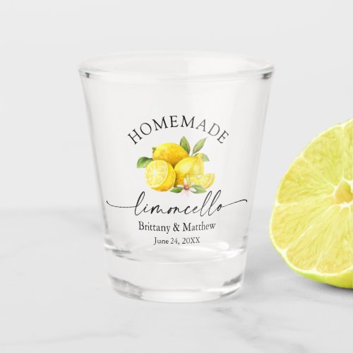 Calligraphy Homemade Limoncello Watercolor Lemons  Shot Glass