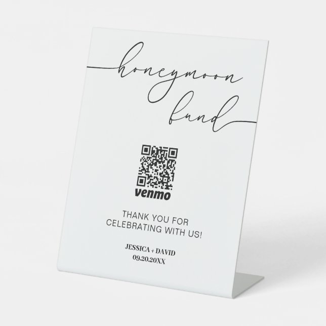 Calligraphy Honeymoon Fund QR Code Sign (Front)