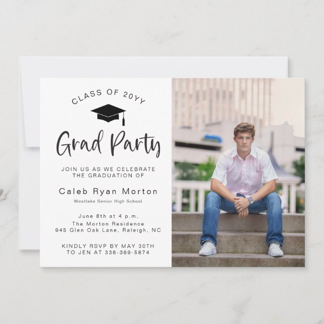 Calligraphy Horizontal Grad Party Invitation (Front)