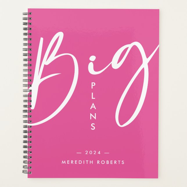 Calligraphy Hot Pink Big Plans 2024 Planner (Front)