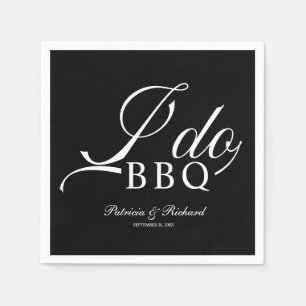 Calligraphy I Do BBQ Engagement Party Black Napkins