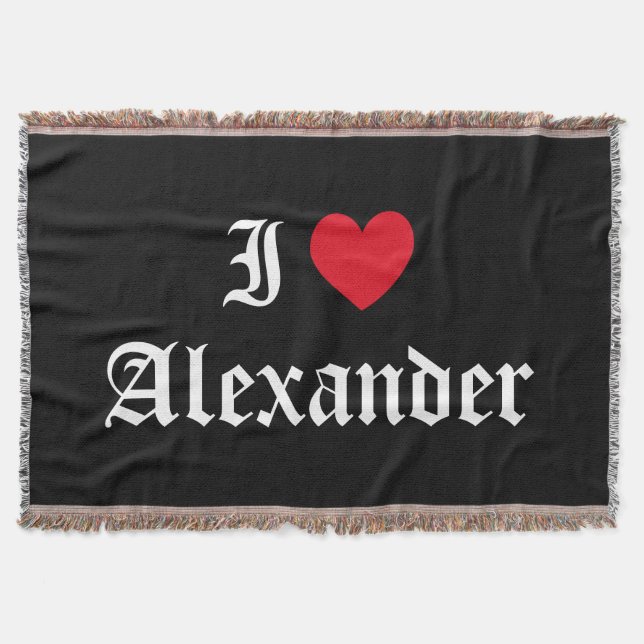 Calligraphy I Love Alexander Throw Blanket (Front)
