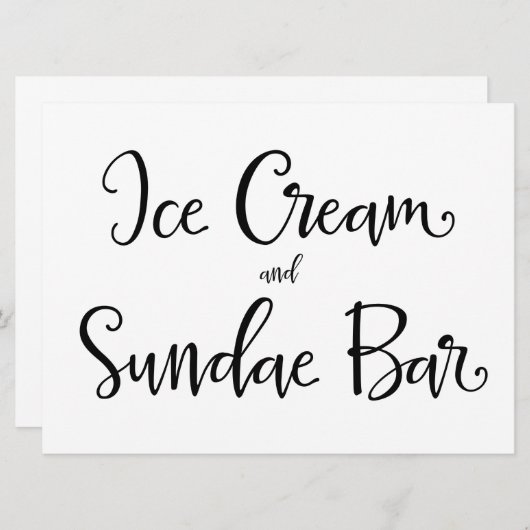 Calligraphy | "Ice Cream and Sundae Bar" Sign (Front/Back)